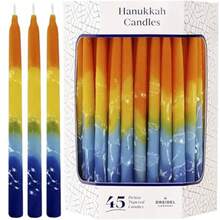 Deluxe Sunburst Tri Colored Hand Decorated  Candles - Naranja amarillo verde azul - Ver 7