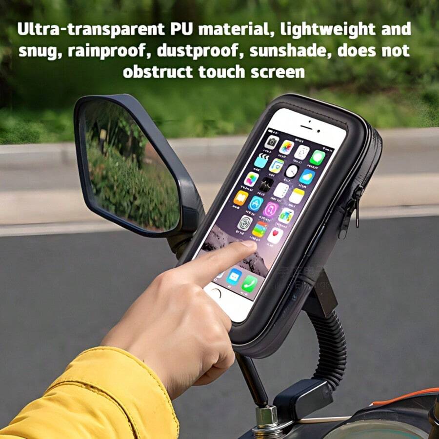 Tas Ponsel Tahan Air yang Dapat Diatur, Dudukan Ponsel Stang Sepeda Motor, Tas Navigasi Stang, Tas Ponsel Navigasi Spion Layar Sentuh, Tas Ponsel Tahan Air untuk Sepeda Motor/Sepeda, Hadiah Hari Ibu dan Ulang Tahun