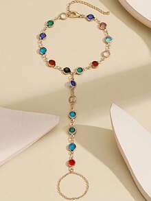 1 pieza Pulsera delicada con diseño de corazón cúbico brillante y colorido, apto para joyería diaria y de fiesta de niñas, regalo para fiestas - Unitalla - Ver 8