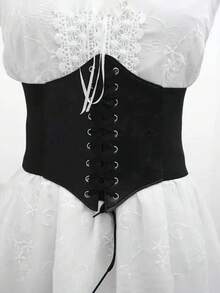 1pRandomc 女士黑色宫廷风性感蕾丝束腰带，适合万圣节狂欢之夜或日常通勤穿着 - 黑色 - 查看 3