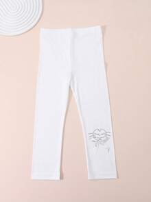 1 chiếc quần legging lửng cho bé gái, thiết kế nơ đính đá dễ thương, họa tiết mèo, ôm sát, đa năng cho mùa xuân, hè và thu giao mùa. - Nhiều màu - Xem 19