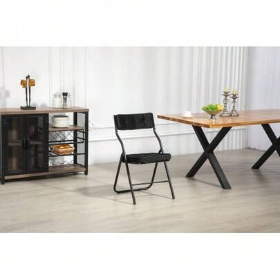 Folding Chairs 2 Pack - Foldable Dining Chairs With Cushion, Portable And Assembled Folding Extra Chair For Guests Kitchen Office Wedding Party Black
