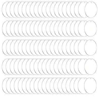 30/50/100PCS 2in Round Clear Circles With Hole Acrylic Transparent For Wedding & Holiday Unique Applications - Keychain DIY Painting Craft Decor Material