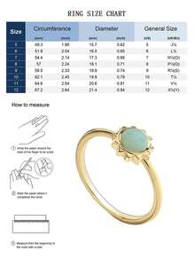 18K Gold Plated Sunburst Chalcedony Stackable Ring, Dainty Celestial Jewelry For Women Gift - Gold - View 5