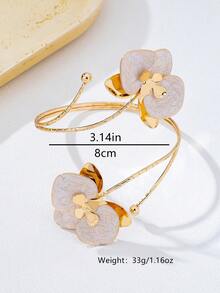 1件时尚优雅油滴三叶草花瓣臂环，休闲假日旅行派对礼物，送给女性、朋友、妻子 - 金黃色 - 查看 5