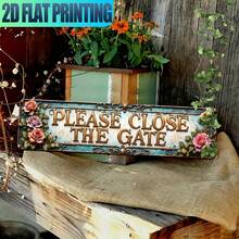 1pc 2D Vintage "Please Close The Door, Thank You For Your Cooperation" Iron Wall Decor - Rustic Metal Decoration Suitable For Home, Cafe, Garage, Etc. - Durable Size 40.01 Cm X 10.01 Cm, Easy To Install, Perfect Gift, Metal Wall Art Decor, Pre-Drilled Holes As Shown In Size Chart - Multicolor - View 4