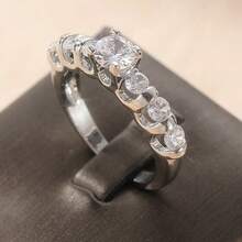 Silver Tone Wedding Ring Set, Suitable For Daily Wear And Gift Giving, Ideal For Couples, Christmas, And Weddings - Silver - View 2