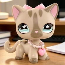 For LPS Shorthair Cat #468 Collectible Dolls,Green White Black Star Eyes,Mini Pet Shop Rare Collectible Figure With Accessories,Birthday Christmas Halloween Gift - màu nâu - Xem 2