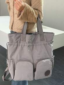 peach tree Unisex Reiserucksack, Dual-Use Handtasche & Umhängetasche, Laptoptasche, wasserdichtes Fach, großes Fassungsvermögen, Mehrfachtaschen, lässige Unifarbe, geeignet für Reisen, Urlaub, Schule, Geschäft, Geschenk zu Valentinstag, Weihnachten, Halloween - Grau - Übersicht 7