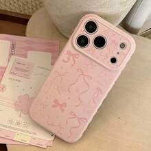 Ốp lưng điện thoại cao cấp màu hồng ngọt ngào họa tiết nơ vẽ tay cho iPhone 11 12 13 14 15 16 17 Pro Max Plus, chống sốc, viền TPU. - Hồng - Xem 8