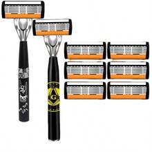 2026 Maquinilla de afeitar para hombres con cuchillas de precisión de 6 capas - Afeitadora facial que se ajusta al contorno para barbas, bigotes y vello facial - Para un afeitado suave y cómodo - Ideal para vello claro y para la rutina de arreglo personal - Multicolor - Ver 11