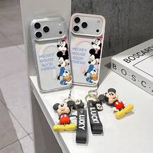 This Disney Mickey Mouse Pattern Lanyard Phone Case Features A Strong Magnetic Closure And Full Coverage Of Acrylic And TPU Material. It's Shockproof, Lightweight, And Suitable For IPhone17/16/11/13/15/15 Plus/15 Pro/15 Pro Max/12/14 Pro Max/11 Pro Max/12 Pro/12 Pro Max/13. It's A Popular Birthday Gift, Business Gift, Durable, Stain-Resistant, And Fingerprint-Resistant New Phone Case For Men And Women. It Also Includes A Mickey Mouse Phone Case And Mickey Mouse Doll Bracelet. Compatible With SamsungGalaxy S20, S21, S22, S23, And S24 Series. It's The Perfect Gift For Friends And Family. This Stylish Phone Case Is Fun, Lightweight, And Durable. IPhone17 Pro Max Phone Case, Minnie Phone Case. - 無色 - 查看 3