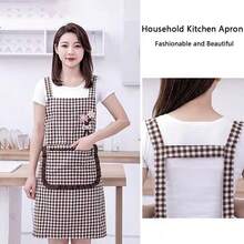 Cotton Plaid Apron With Large Pockets, Sleeveless Cooking Apron, Oil & Stain Resistant, Suitable For Household Use - A - View 3