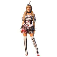 Women's Creations Creepy Clown Cosplay Costume Scary Jester Outfit For Adult Halloween Costume Set - Black - View 4