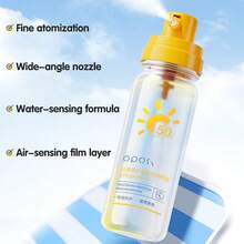 SPF 50+ PA+++ 全身防晒喷雾，天然成分，防水，珊瑚礁色，广谱UVA/UVB防护，纯素配方，快速吸收，轻盈质地，适用于面部和身体，100毫升 - 金色 - 查看 1