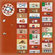 Cute Cat & Corgi Food Label And Washi Tape, Glitter Cartoon Animal Index Stickers Suitable For Diary, Planner, Decoration And DIY Crafts - Color - View 9