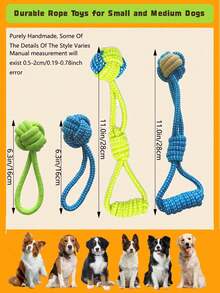 1pc Blue-Green Interactive Tug-Of-War Dog Rope Toy, Suitable For Medium And Small Dogs, Helps Clean Teeth, Bite-Resistant And Durable, Suitable For Indoor And Outdoor Play, Perfect Easter Gift For Dog Lovers - Multicolor - View 4