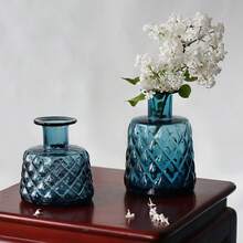Etolies Bình cắm hoa thủy tinh màu xanh dương dùng để trang trí bàn, bình hoa nhỏ xinh cho quán cà phê, bàn làm việc, nhà cửa và sân vườn. - màu xanh nhỏ - Xem 3
