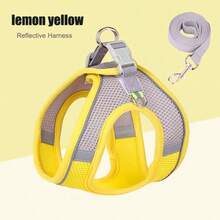 2pcs Reflective Dog Harness And 1.5m Leash Set, Breathable Pet Chest Strap Harness Suitable For Small, Medium And Large Dogs, Puppy Chest Strap And Leash Accessory Set - Yellow - View 4