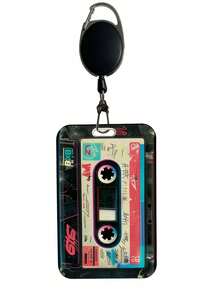 Vintage Cassette Tape Design Card Holder With Sliding Mechanism, Anti-Lost Lanyard, Sturdy ID Card Case, Retro Nostalgic Card Holder For Student ID/Transit Card/Various Cards, Shock-Proof And Scratch-Resistant Card Sleeve, Portable And Convenient Commuting Essential, Perfect Retro Gift For Vintage Enthusiasts/Collectors/Teenagers, Student Daily Necessity, Back To School Essential - Multicolor - View 11