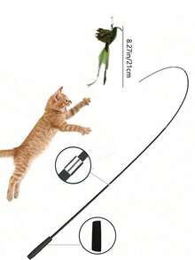 1个装绿色小鸟互动猫玩具，耐用塑料猫羽毛逗猫棒，适合室内猫，有助于缓解无聊和锻炼身体。 - 彩色 - 查看 5