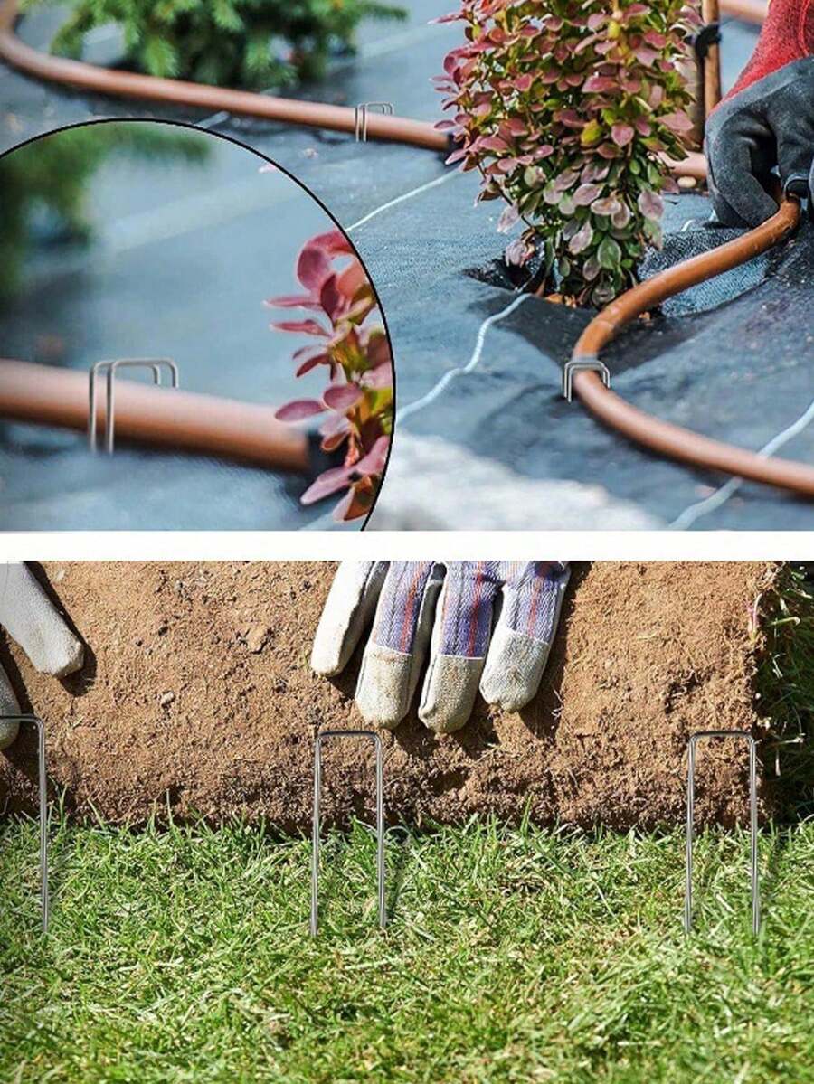 U型金屬園藝支架 - 多功能花卉固定支架,用於固定植物、泡沫、花環和手工藝品,工業風五金配件,適合園藝和DIY裝飾,完美適用於戶外使用和手工藝品 | 金屬園藝裝飾 - 花園地釘 - 查看 1