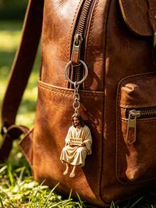 1pc Jesus Shaped Double-Sided Clear Print Keychain, Lightweight And Portable, Can Be Used As Keychain, Bag Charm, Backpack Accessory Or Small Home Decor. Adjustable And Detachable Keyring Suitable For Most Keys And Bags. Perfect Gift For Birthday, Holiday Or Daily Use, Adding Decoration To Your Items - Multicolor - View 2