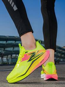 Tênis de Corrida Rodoviária Masculinos, Tênis Esportivos Respiráveis e Confortáveis - Adequados para Todas as Estações, Tênis Esportivos Casuais e da Moda para Atividades ao Ar Livre, Corrida, Caminhada, Exercícios na Academia, Exercícios no Parque e Uso Casual Diário, Tênis Esportivos Combinados para Casais - Verde fluorescente - Visão 11