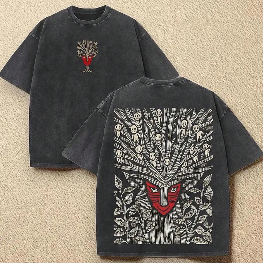 Vintage Style Washed Shirt | Retro Emotion Graphic - Black - View 1