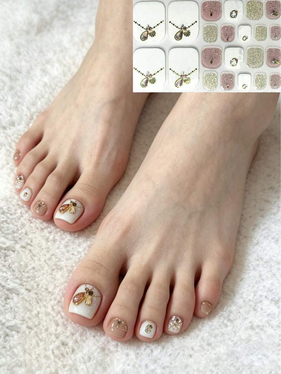 New Summer 3D Faux Diamond Shell Element Nail Stickers - Multicolor - View 1