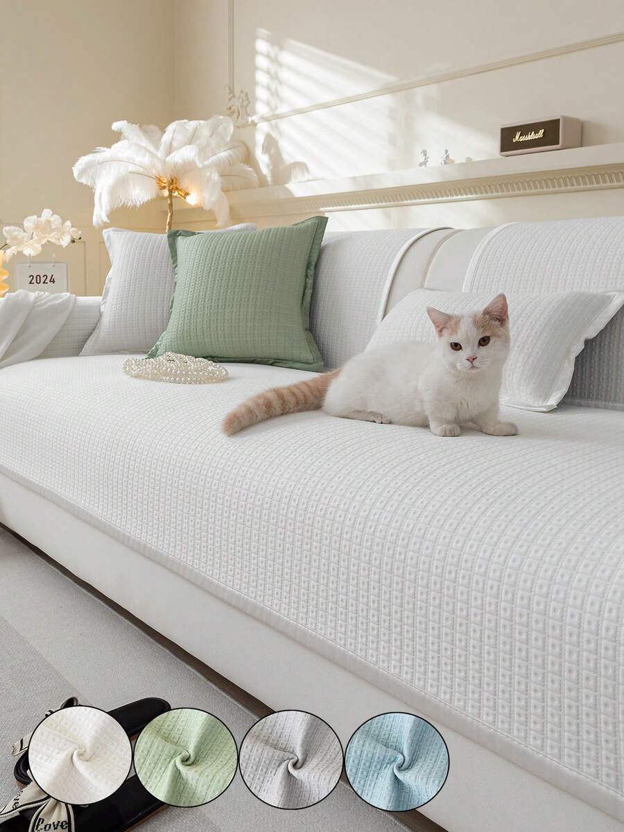 1pc Minimalist Solid Color Pet Sofa Cushion, Scratch-Resistant, Anti-Slip, Washable, Suitable For All Year Round - Beige - View 1