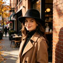 Unisex Vintage Fedora Hat, Adults Classic Wide Brim Bowknot Jazz Cap Black, Grey - 黑色 - 查看 3
