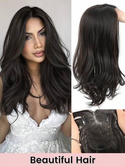 3D Seamless Invisible Air Bangs Wig, Curly Wig Top Hairpiece With Magic Tape, Lightweight Undetectable Hairline Wig For Women To Cover White Hair