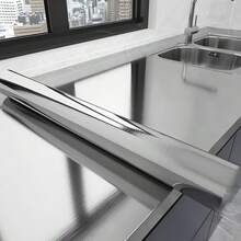 1 Cuộn Giấy Dán Tường Tự Dính Bằng Thép Không Gỉ, Chống Nước, Chống Dầu, Chịu Nhiệt, Có Thể Tháo Gỡ, Phong Cách Công Nghiệp Hiện Đại, Kết Cấu Kim Loại Mờ, Thích Hợp Cho Tủ Bếp, Mặt Bàn, Trang Trí Nhà Bếp, Dày Dày, Không Để Lại Vết Keo - Bạc đánh bóng - Xem 2