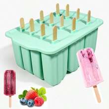 1 pieza/12 moldes para paletas, molde de silicona de liberación fácil para hacer paletas de hielo DIY, molde para helados con tapa, molde para paletas - Multicolor - Ver 11