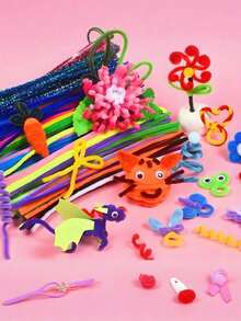 400pcs Value Pack DIY Pipe Cleaner, Macaron Colors, DIY Craft Pipe Cleaners, Random Mixed Colors Including Dense Chenille Stems, Fluffy Sticks, Craft Decor Chenille Stems Supplies - Pipe Cleaners - View 4