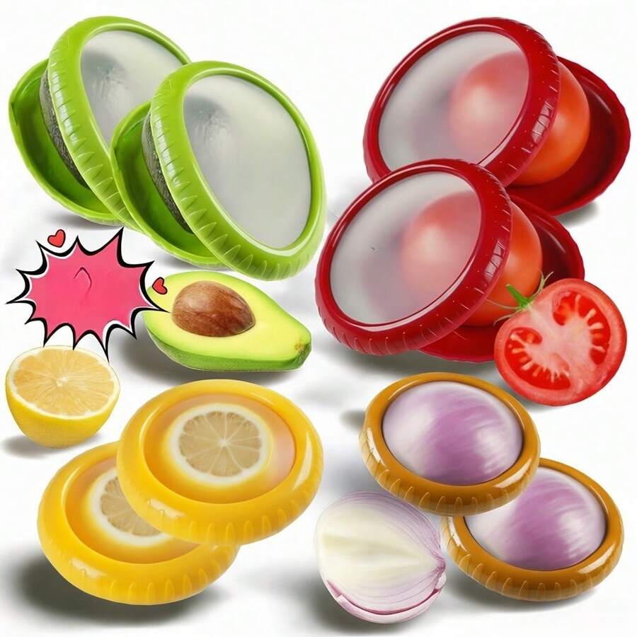Caja de Frescura para Aguacate y Juego de Almacenamiento de Cebolla, Contenedor de Preservación de Frutas y Verduras de Silicona, Apto para Refrigerador, Contenedor de Frescura Reutilizable, Apto para Tomates, Limones, Ajo, Patatas - Reducir el Desperdicio de Alimentos