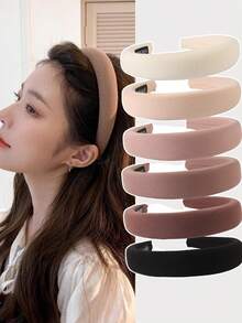 Women's Wide Elastic Headband, Soft Fabric Decorative Headband, Neutral Colors, Non-Slip Design, Suitable For Daily Wear, Work Or Casual Outfits Travel Accessories - Multicolor - View 8