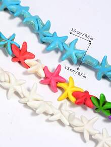 Cuentas de estrella de mar turquesa coloridas para hacer joyas. 37 piezas de cuentas para pulseras, collares y tobilleras DIY. Estilo bohemio de playa para primavera y verano. - Multicolor - Ver 3