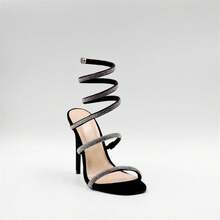 Fashionable Rhinestone Open Toe Slippers Party - Black - View 1