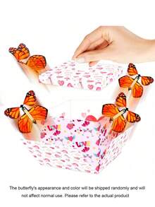 4pcs Surprise Butterfly Pop-Up Gift Box - Spring-Driven Flying Mechanism, Sturdy Cardboard Material, Self-Assembly Required. Suitable For Birthday, Graduation, Valentine's Day, Wedding, Proposal And Christmas Occasions. Battery-Free Pop-Up Flying Gift Box. Floral Pattern Design. A Magical Surprise Packaging For Adults, Ideal For Wedding, Event And Holiday Gifts. - Multicolor - View 19
