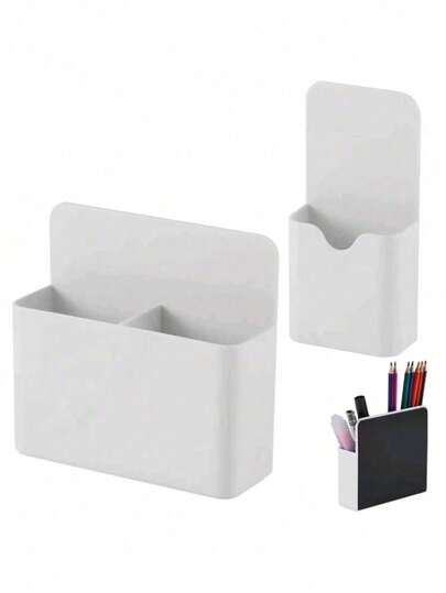 2 Packs Magnetic Dry Erase Marker Holder With Generous Compartments, Strong Magnetic Storage Organizer For Marker Pen & Pencil, For Refrigerator, Whiteboard & Locker Accessories
