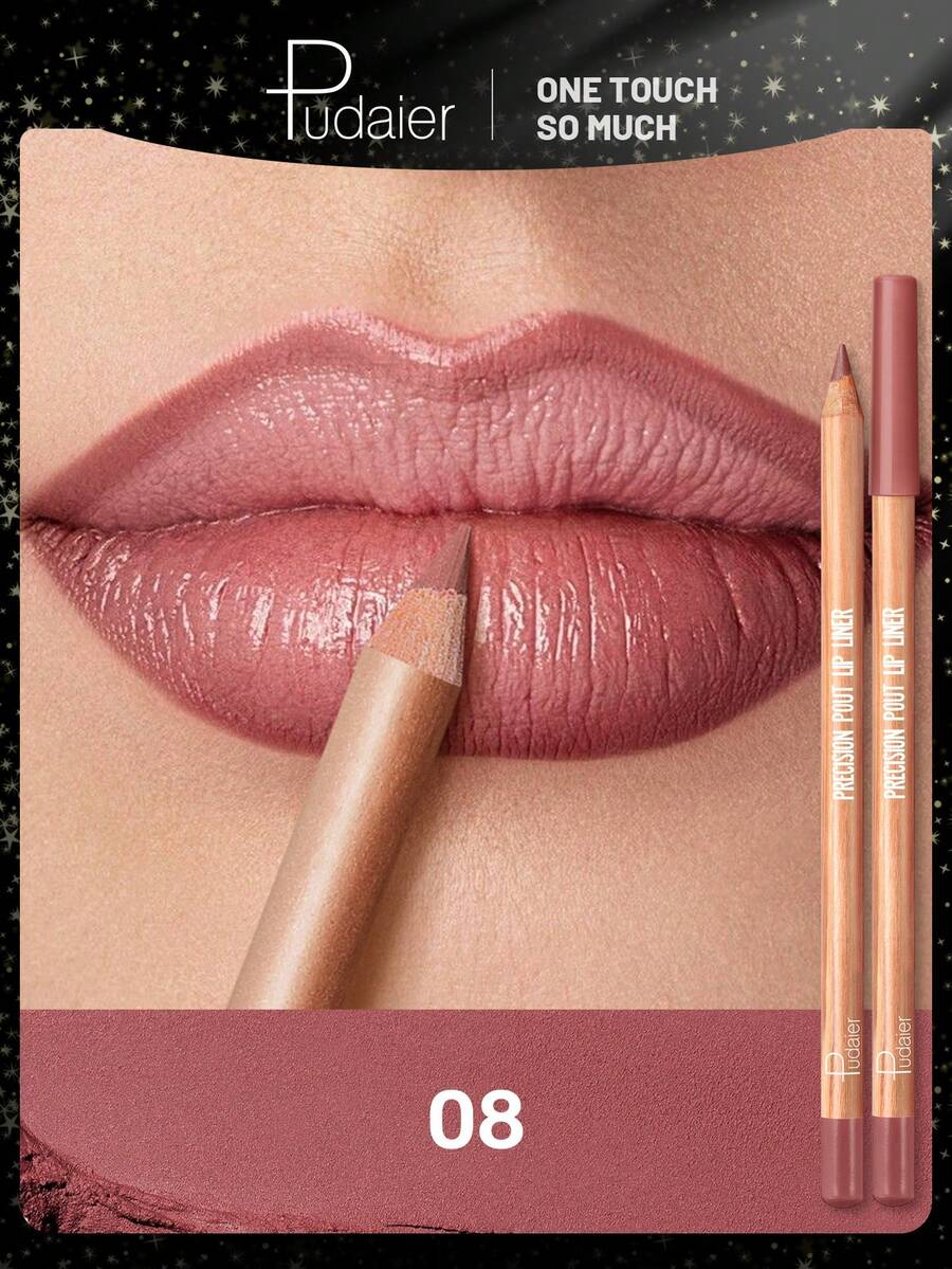 Chì kẻ môi Pudaier Matte Nude - Chì kẻ môi lâu trôi, chống nước, độ lên màu cao, màu nude tự nhiên phù hợp với tông da trắng sáng, dễ dàng kẻ viền môi, hoàn hảo cho trang điểm hàng ngày và ngày Valentine. - 08 - Xem 1