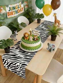 1 pieza Camino de mesa con estampado de rayas de animales, 180*35cm Cubierta de mesa de satén que incluye rayas de cebra, estampado de leopardo, rayas de tigre, rayas de vaca, decoración de fiesta de bebé, decoración de fiesta de cumpleaños "Wild One", decoración de fiesta de la selva safari, decoración de fiesta de 1er cumpleaños, decoración de fiesta con tema salvaje, decoración del hogar, decoración de cocina y comedor, decoración de baby shower, decoración rústica, esencial para reuniones familiares, decoración de fiesta de vacaciones - Multicolor - Ver 3