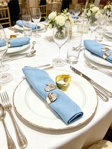 6/10/12pcs Reusable Gold-Plated Alloy Two Hands Embracing Each Other Napkin Rings: Smooth Edge, Easy To Clean, Suitable For Wedding Party Celebration And Holiday Dinner - Multicolor - View 4