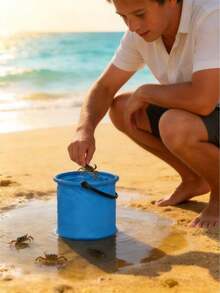 3pcs Foldable Buckets, Portable Beach Folding Bucket, Small Colorful Fishing Bucket, Lightweight Collapsible Water Bucket, Practical Foldable Water Container Suitable For Painting, Camping, Fishing, Beach, Garden, Pool, Hawaii Party, Beach Party, Available In 3 Colors - A - View 7