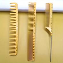 Bộ 3 lược tạo kiểu tóc, lược thước kẻ màu vàng, lược đuôi nhọn, thích hợp cho việc cắt và tạo kiểu chính xác, dụng cụ thiết yếu cho nhà tạo mẫu tóc chuyên nghiệp tại salon. - Màu vàng - Xem 3