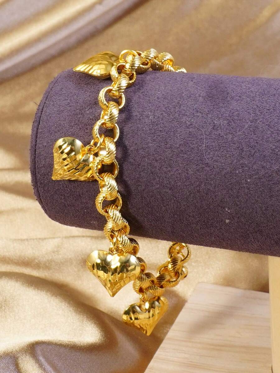 女士铜质心形手链，时尚心形吊坠手链，情人节/母亲节礼物