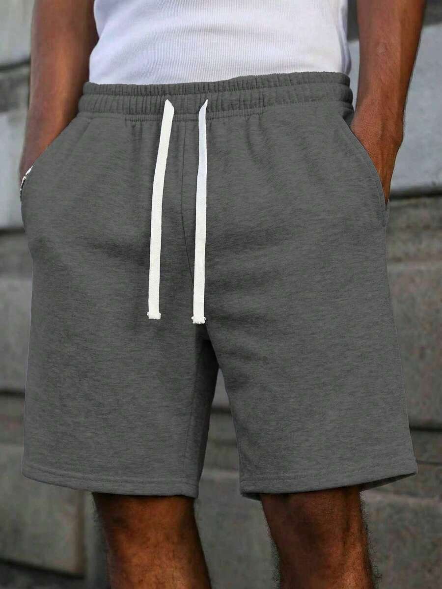 Men's Casual Drawstring Waist Knit Shorts, Suitable As Father's Day Gift, Available In Multiple Colors, Lightweight And Breathable Summer Shorts - Dark Grey - View 1