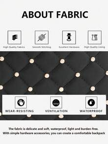 Luxuriöser gesteppter bestickter Nieten-Rucksack, in mehreren Farben erhältlich! Perfekt für den Arbeitsweg, Reisen und Einkaufen. Die Vorderseite zeigt ein gestepptes besticktes Muster, akzentuiert mit Metallnieten, was einen eleganten und kantigen Stil maximiert. Mehrere Taschen zum Verstauen von Handy, Schlüsseln, Wasserflasche, Tablet - Verschiedenfarbig - Übersicht 5